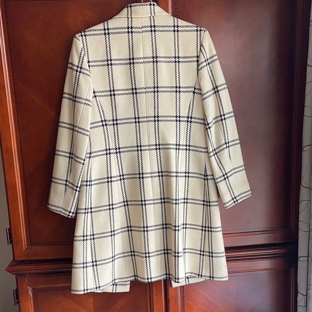 Vintage Valerie Stevens Cream Windowpane Plaid Coat with Black Grid - Picture 8 of 12